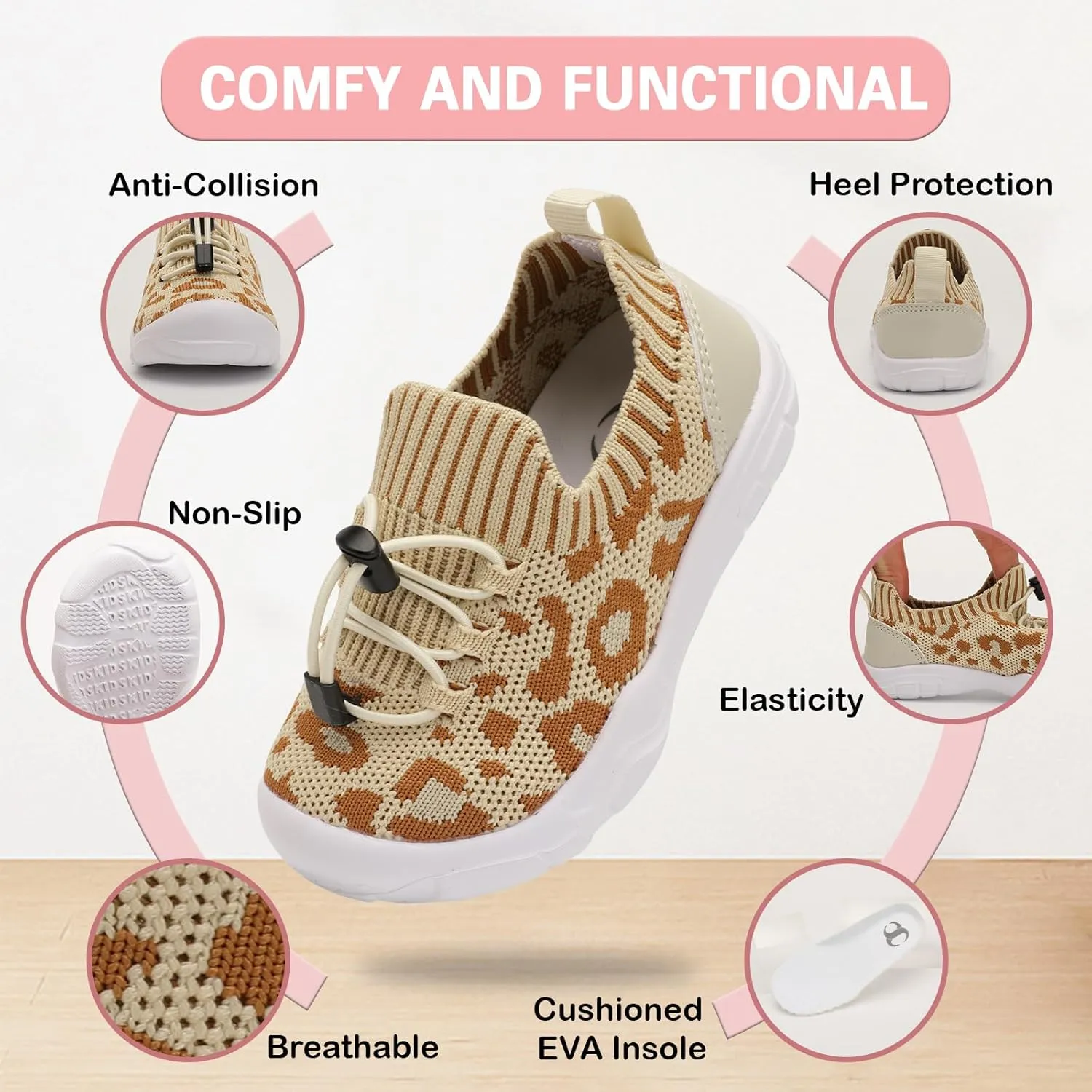Scurtain Toddler Shoes Boys Girls Tennis Shoes Kids Barefoot Shoes Slip on Sneakers Breathable Walking Running Shoes