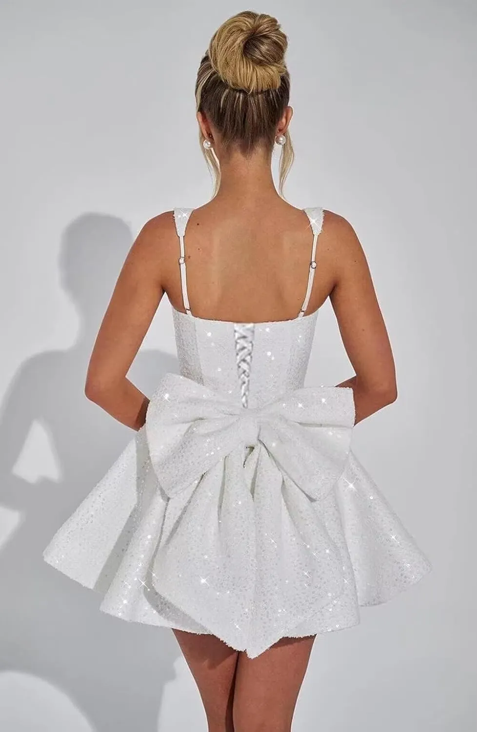 Sequin Homecoming Dresses for Teens 2025 - Short HOCO Dress with Bow Cocktail Party Gown Above Knee