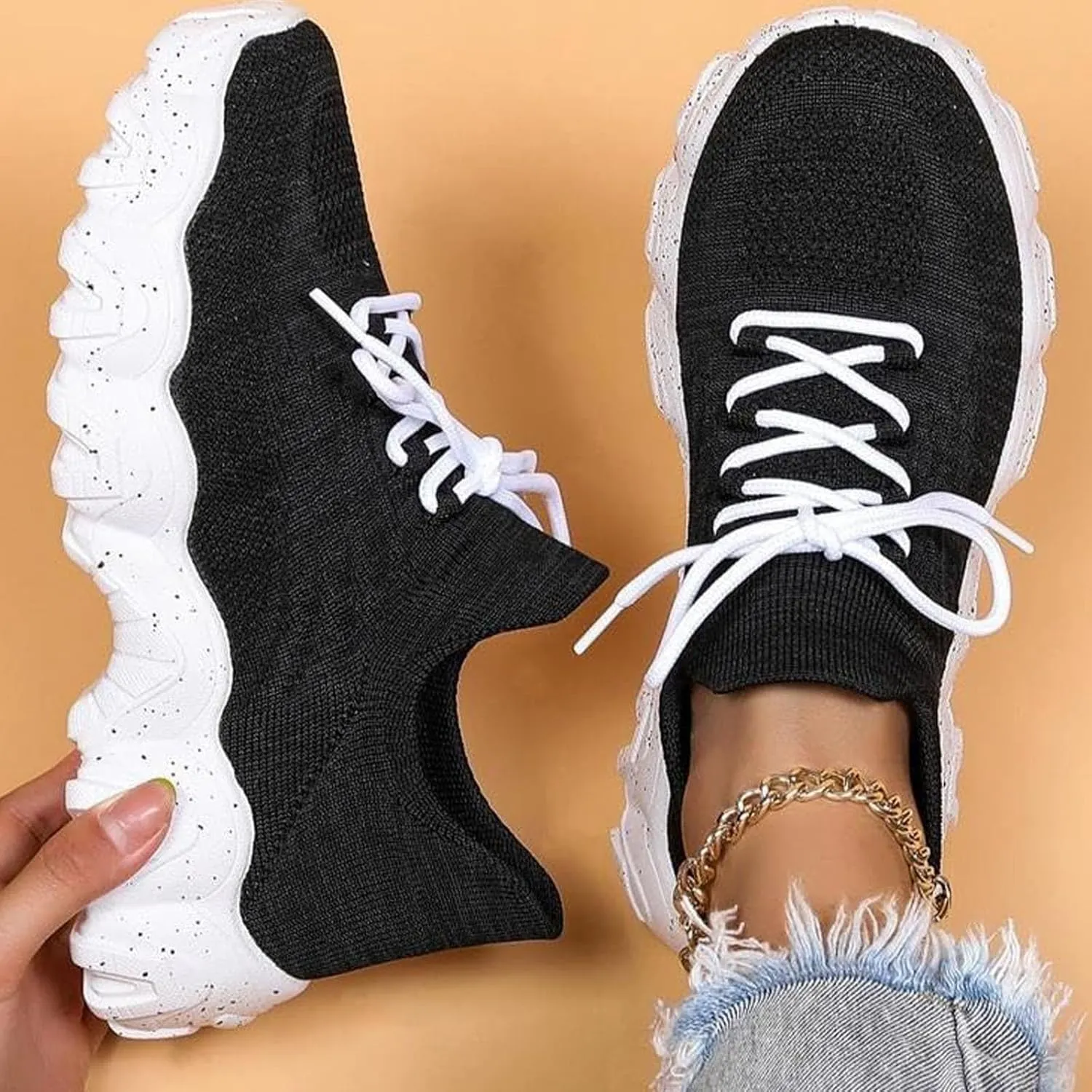 Shoes Women Sneakers, Slip on Sneakers Women, Comfortable Ankle Socks Hot Pink Sneakers Gift for Wife