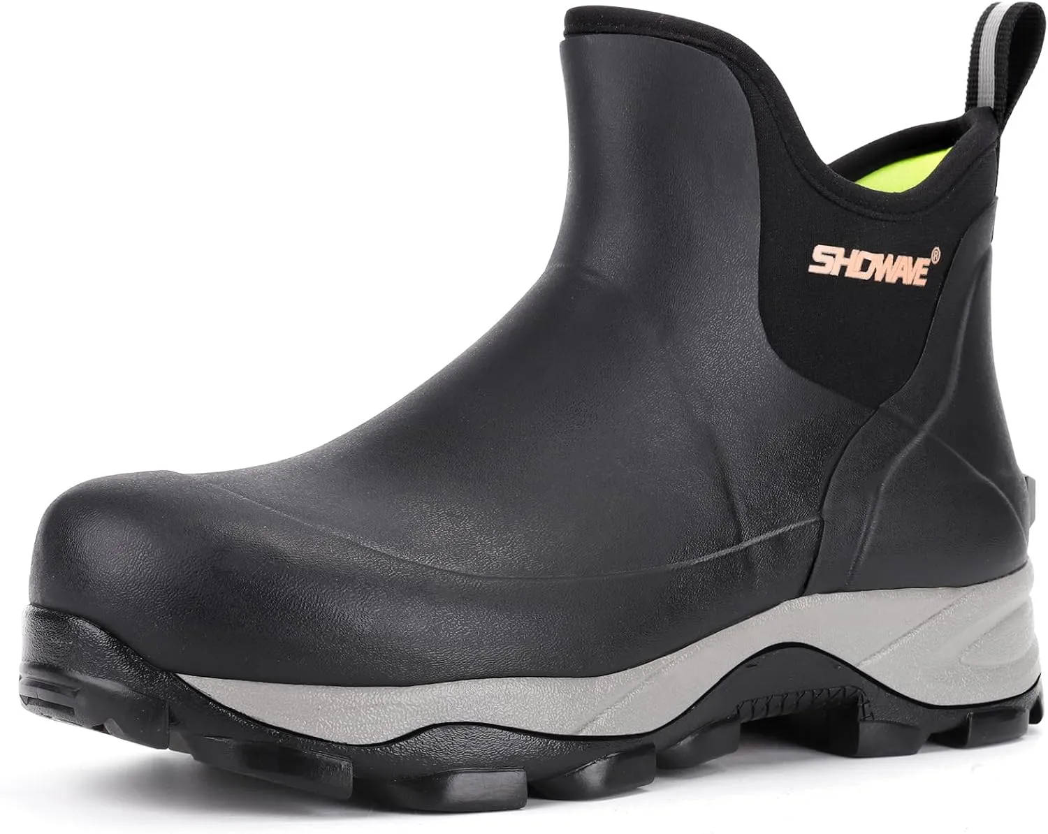 Showave Men's Rubber Boots Waterproof Rain Footwear Durable Short Hunting Boots for Mud Gardening Yard and Chore Working