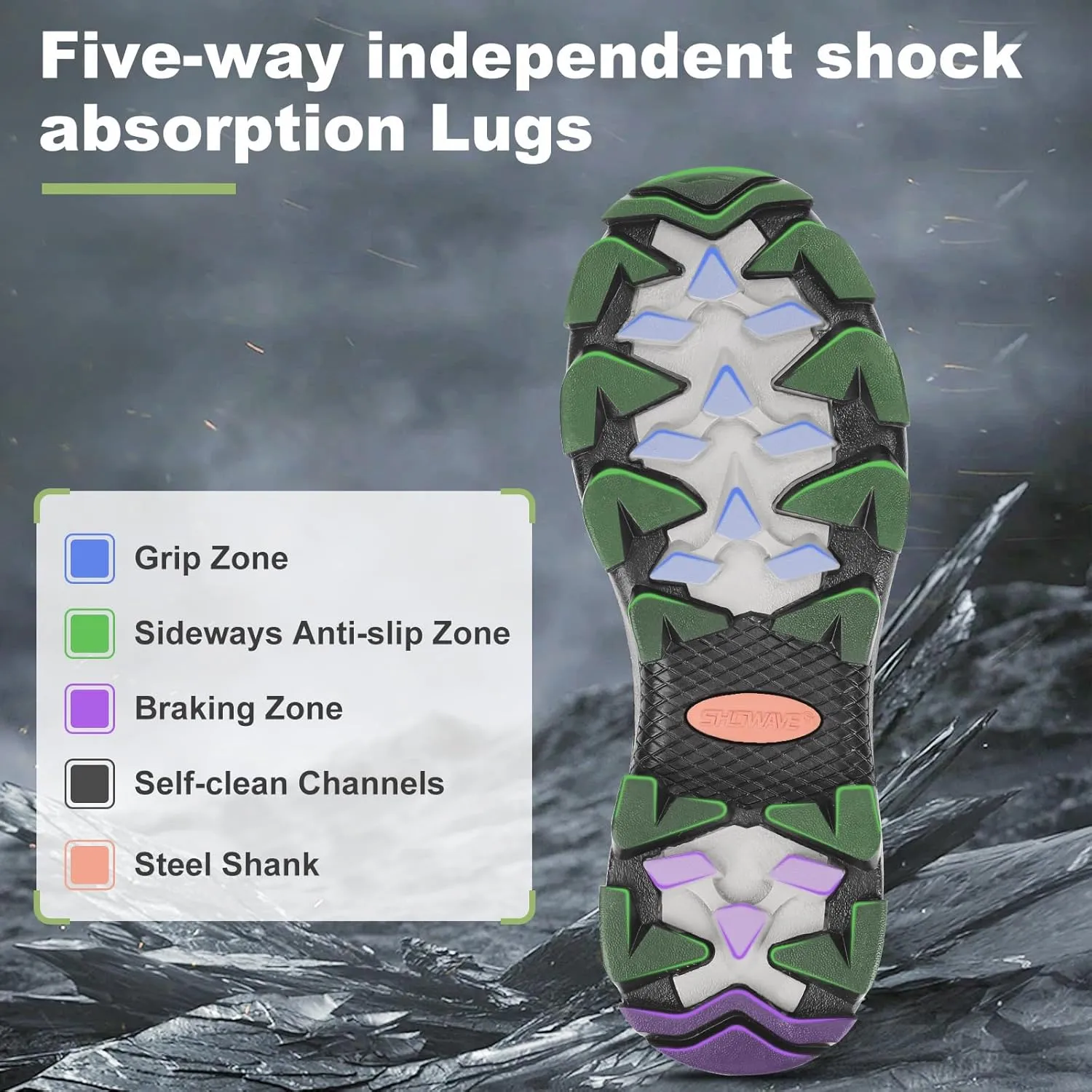 Showave Men's Rubber Boots Waterproof Rain Footwear Durable Short Hunting Boots for Mud Gardening Yard and Chore Working
