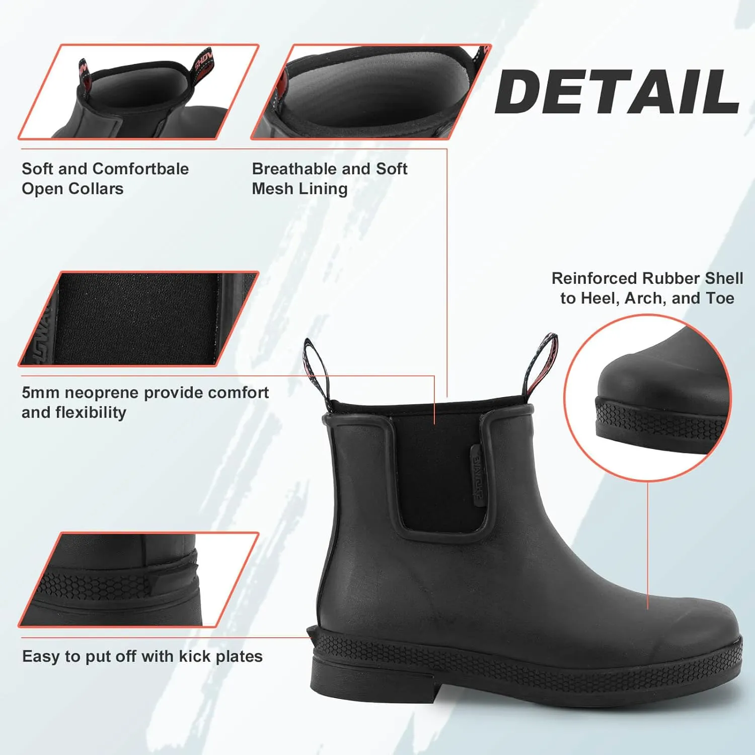 Showave Women's Rain Boots Waterproof Insulated Rubber Neoprene Boots Anti-slip Short Garden Booties Comfortable Sports Sole for Outdoor Mud Yard Farm Working