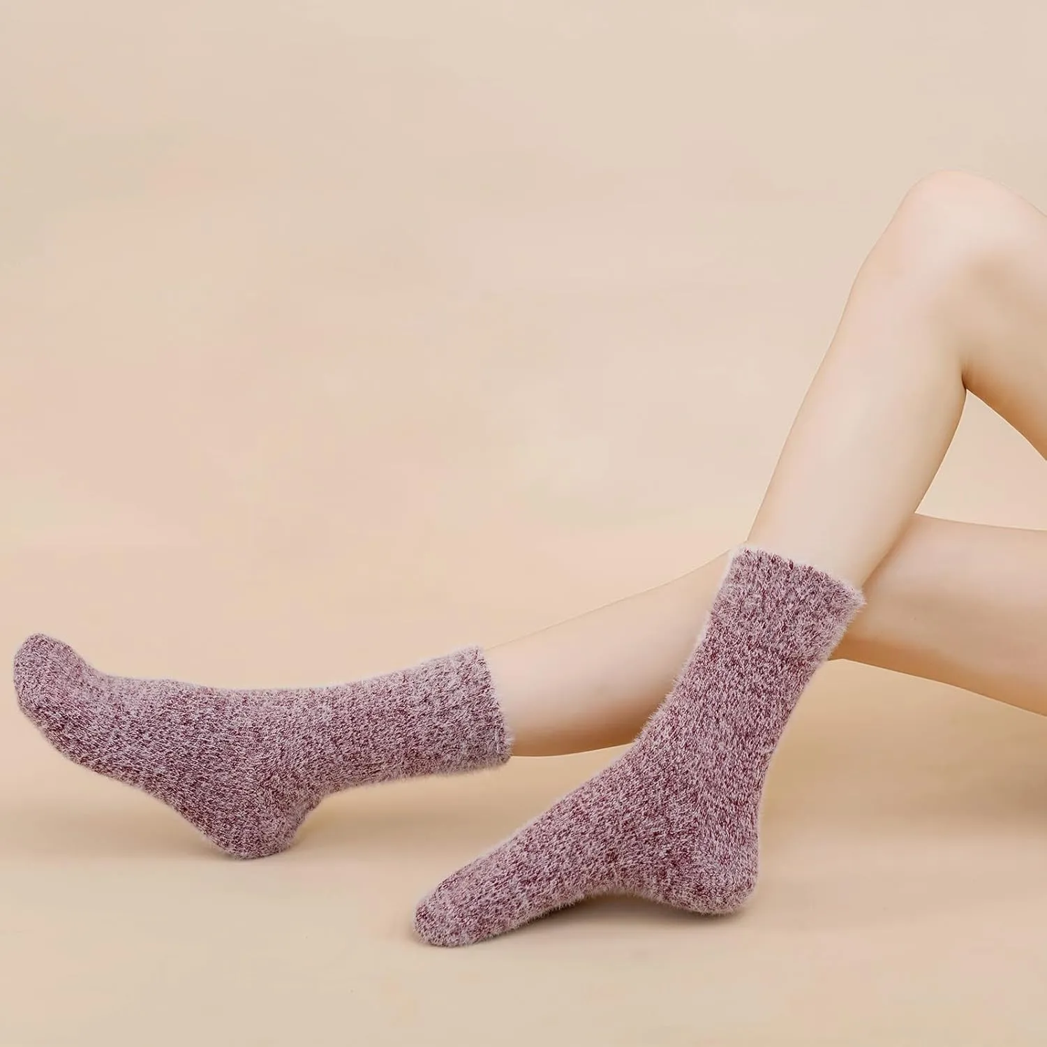 SISOSOCK 5 Pairs Fuzzy Soft Cozy Comfortable Socks for Women, Casual Sleep Comfy Socks, Perfect Warm Winter Gifts for Women