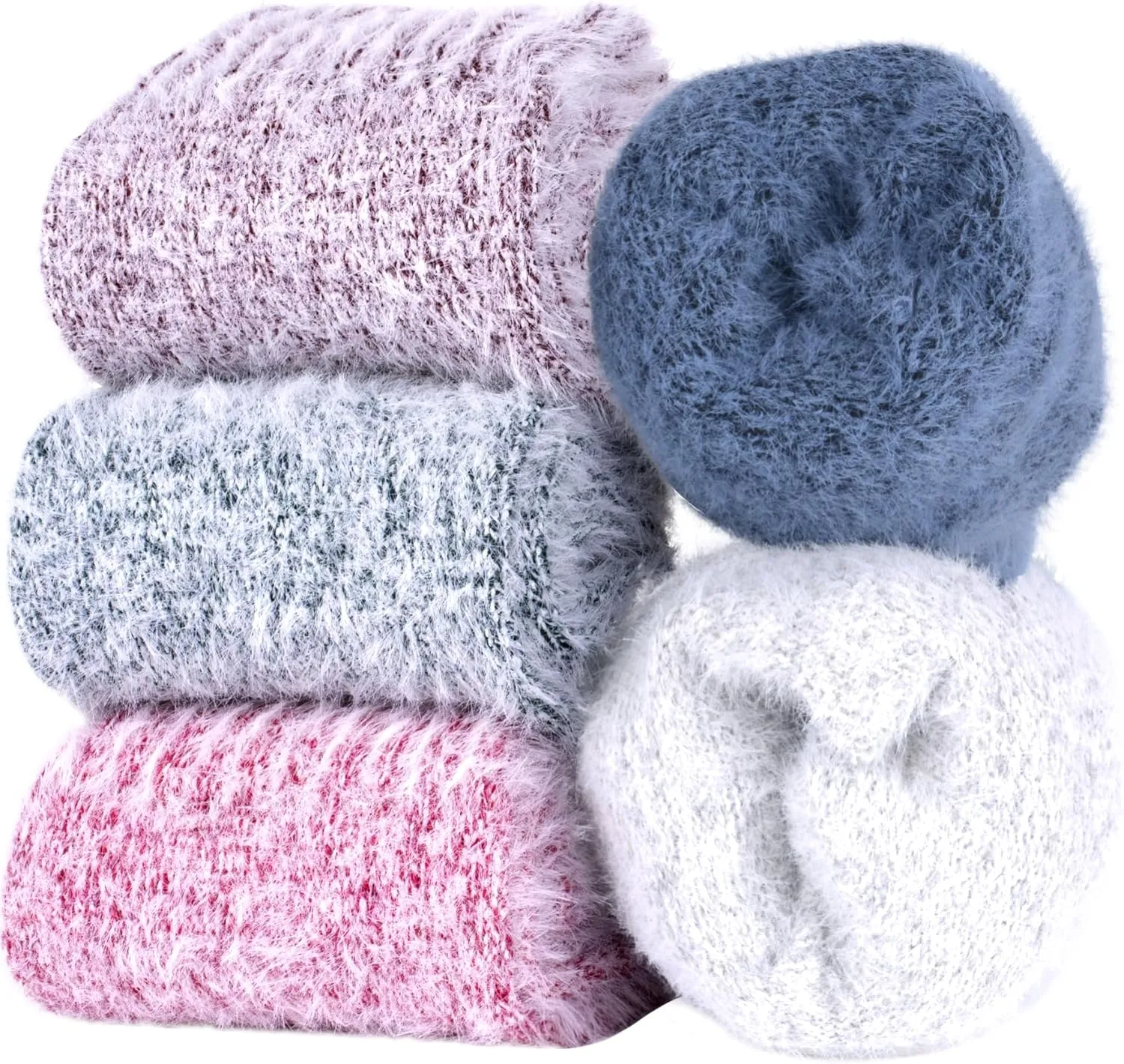 SISOSOCK 5 Pairs Fuzzy Soft Cozy Comfortable Socks for Women, Casual Sleep Comfy Socks, Perfect Warm Winter Gifts for Women