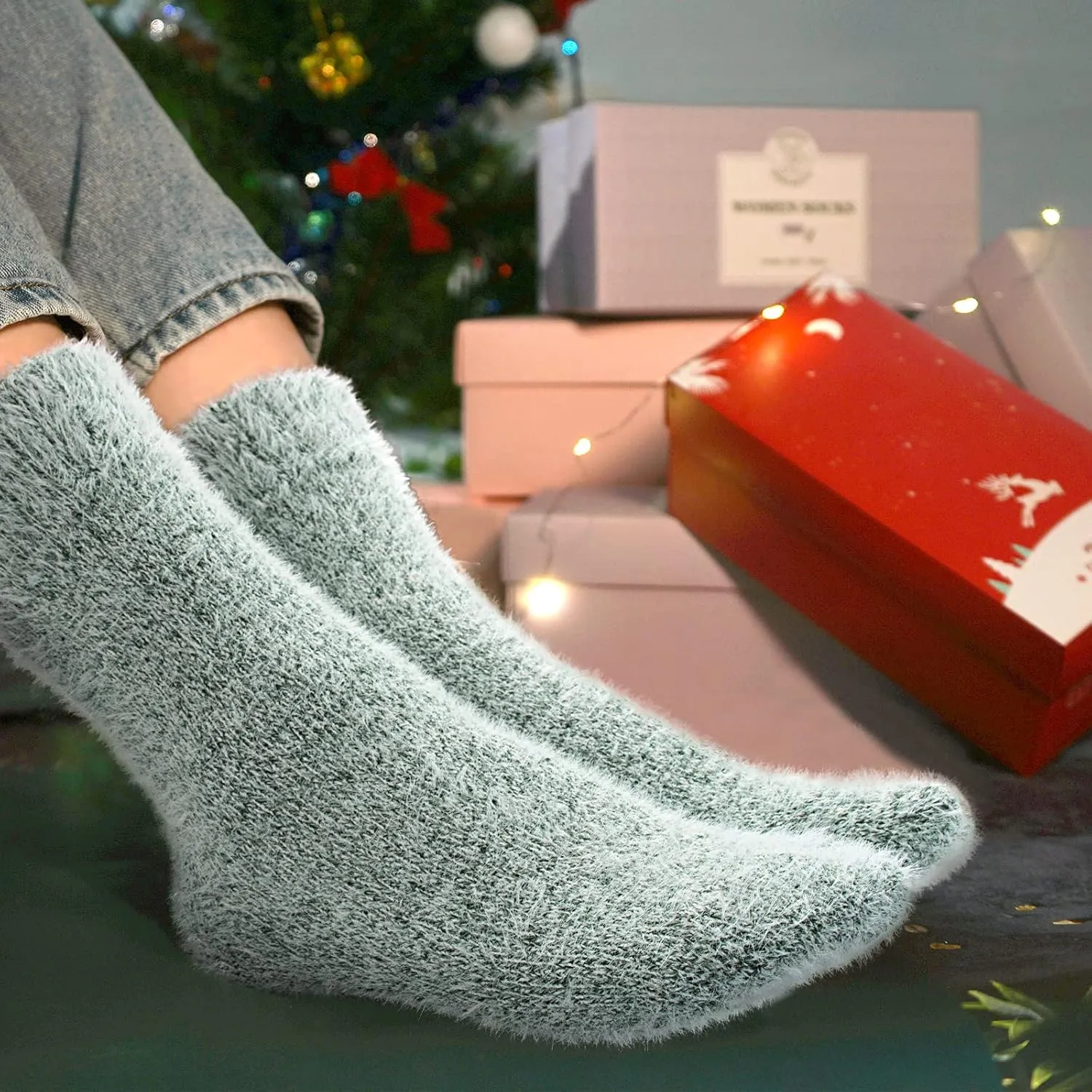 SISOSOCK 5 Pairs Fuzzy Soft Cozy Comfortable Socks for Women, Casual Sleep Comfy Socks, Perfect Warm Winter Gifts for Women