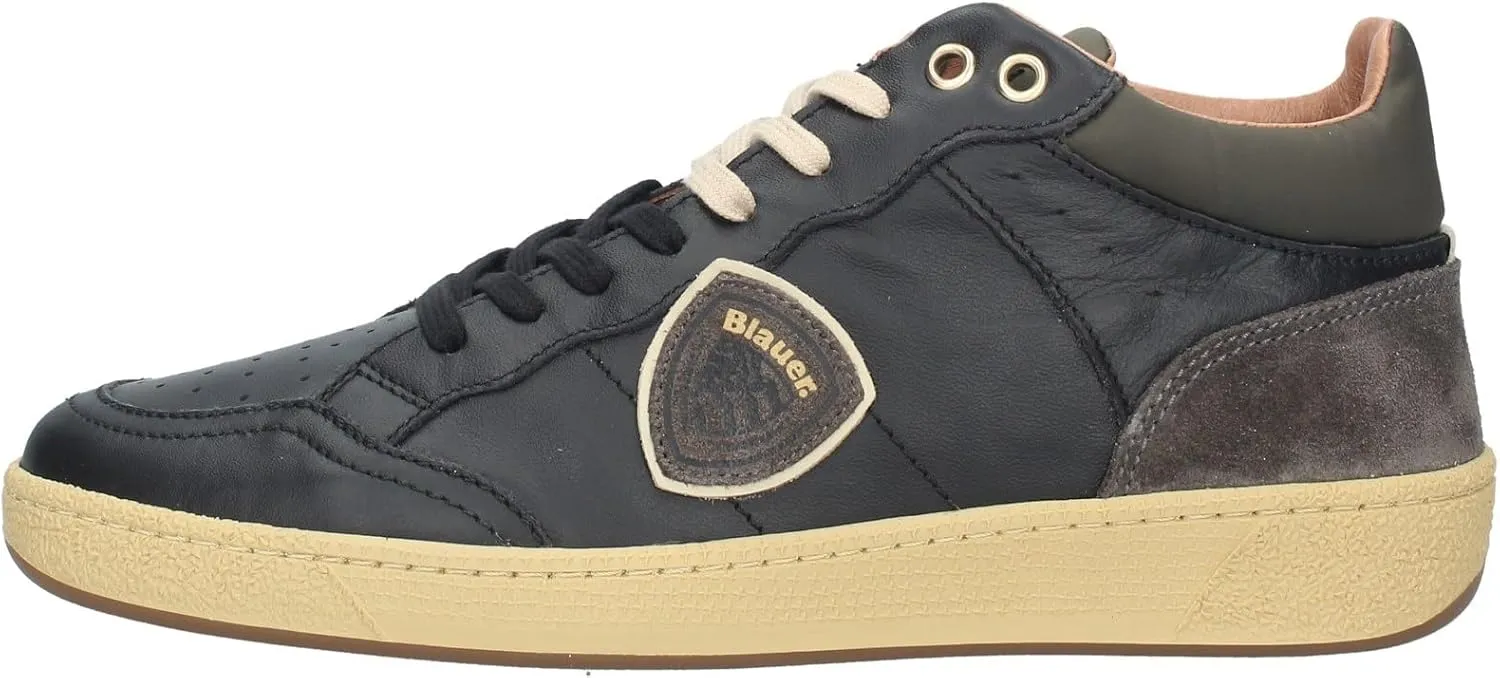Sleek Black Lace-Up Sneakers with Contrast Men's Details