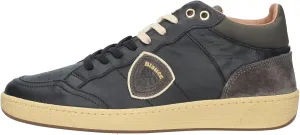 Sleek Black Lace-Up Sneakers with Contrast Men's Details