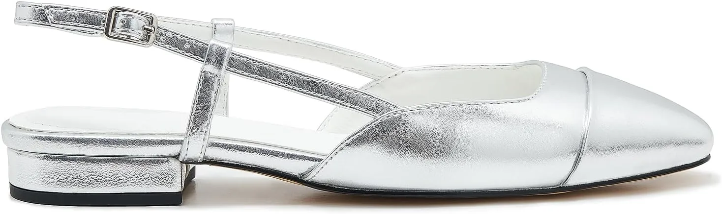 Slingback Flats for Women Cap Toe Two Tone Flat Pumps Work Office Shoes