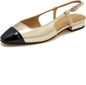 Slingback Flats for Women Cap Toe Two Tone Flat Pumps Work Office Shoes