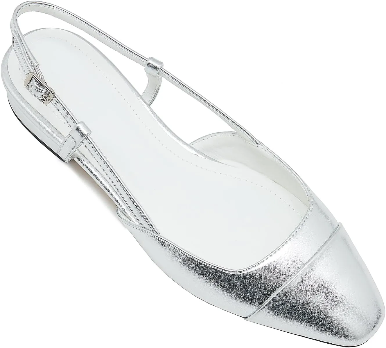 Slingback Flats for Women Cap Toe Two Tone Flat Pumps Work Office Shoes