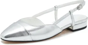 Slingback Flats for Women Cap Toe Two Tone Flat Pumps Work Office Shoes