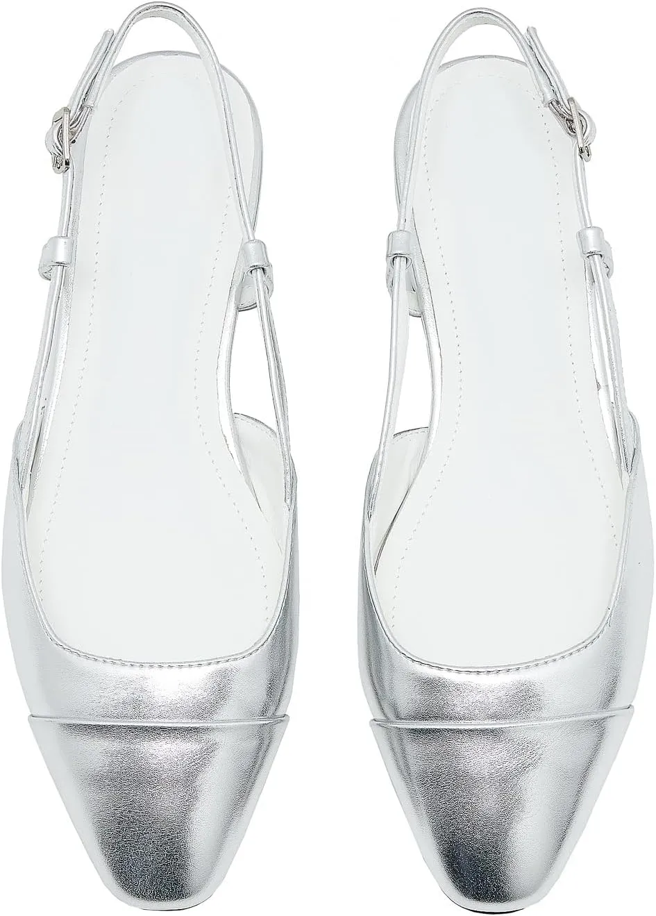 Slingback Flats for Women Cap Toe Two Tone Flat Pumps Work Office Shoes