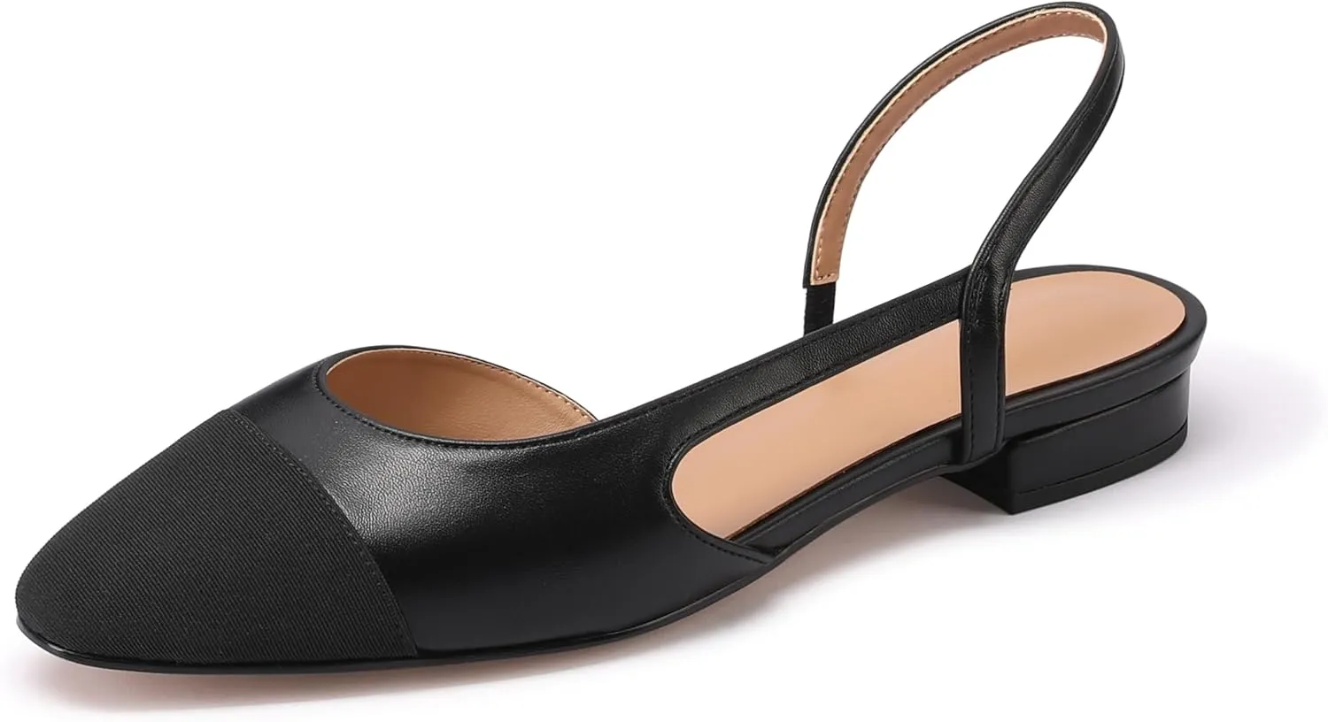 Slingback Flats for Women Sling Back Shoes Closed Toe Two Tone Low Heel Pumps Dressy Work Office Dress Shoes