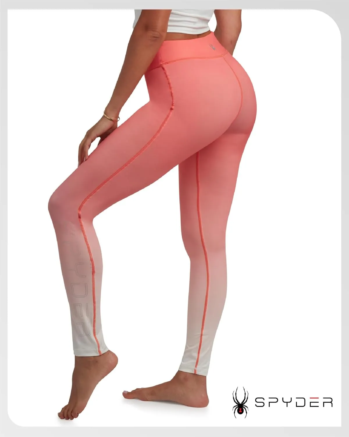 Spyder Women's Activewear Legging - Poly Span Knit UPF 50 High Waisted Tummy Control Printed Athletic Legging (Sizes: S-XL)
