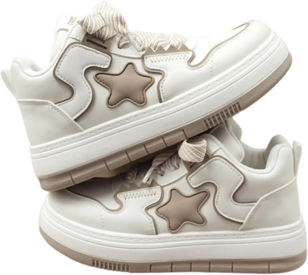 Star Shoes Thick Laces Walking Cute Sneakers for Women Thick Sole Y2K Shoes Walking Shoes Flat Platform Chunky Style Casual