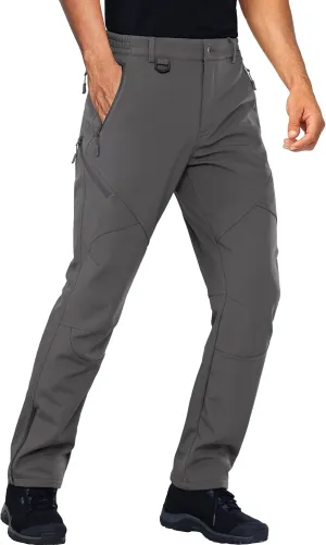 Stlight Mens Snow Ski Water Repellent Softshell Pants for Winter Hiking Fleece Lined Bottom Leg Zipper with 6 Zip Pockets