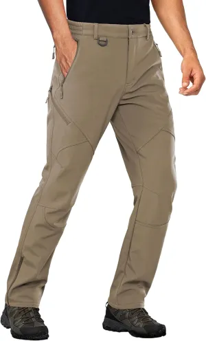 Stlight Mens Snow Ski Water Repellent Softshell Pants for Winter Hiking Fleece Lined Bottom Leg Zipper with 6 Zip Pockets