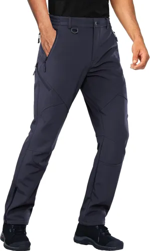 Stlight Mens Snow Ski Water Repellent Softshell Pants for Winter Hiking Fleece Lined Bottom Leg Zipper with 6 Zip Pockets