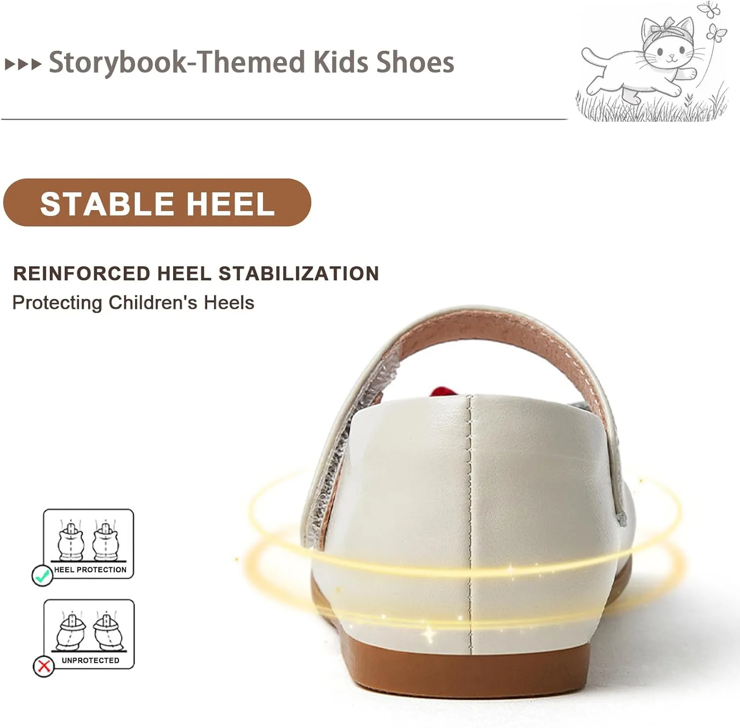 Storybook-Themed Kids Shoes, ‌Girls Leather Mary Jane Dress Shoes with Soft Pigskin Lining & Non-Slip Sole | Ages 2-7 for Spring/Summer Party School Styles