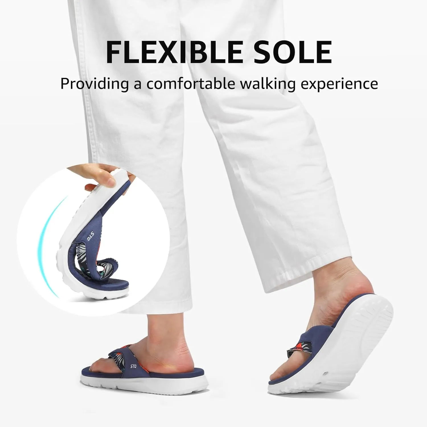STQ Orthopedic Flip Flops for Women | Memory Foam Flip-flops for Plantar Fasciitis with Arch Support Pain Relief