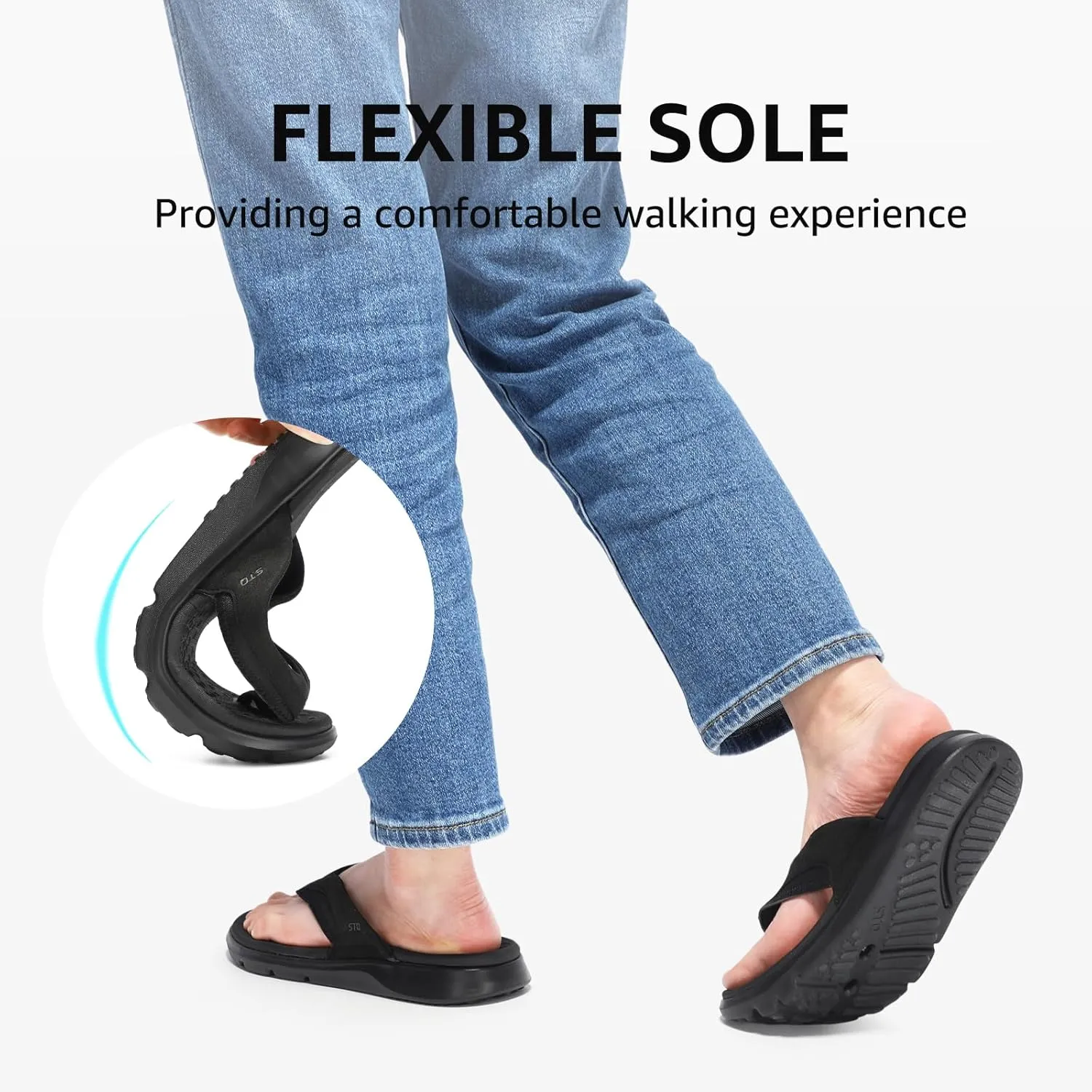 STQ Orthopedic Flip Flops for Women | Memory Foam Flip-flops for Plantar Fasciitis with Arch Support Pain Relief