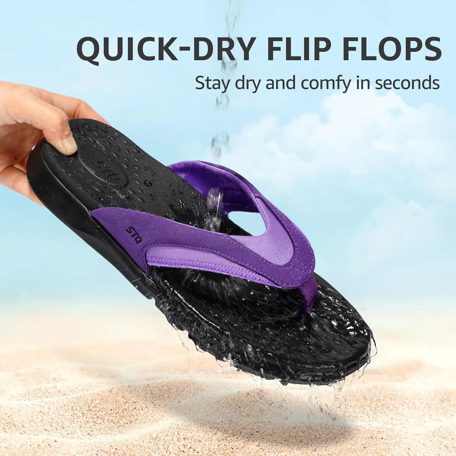 STQ Orthopedic Flip Flops for Women | Memory Foam Flip-flops for Plantar Fasciitis with Arch Support Pain Relief