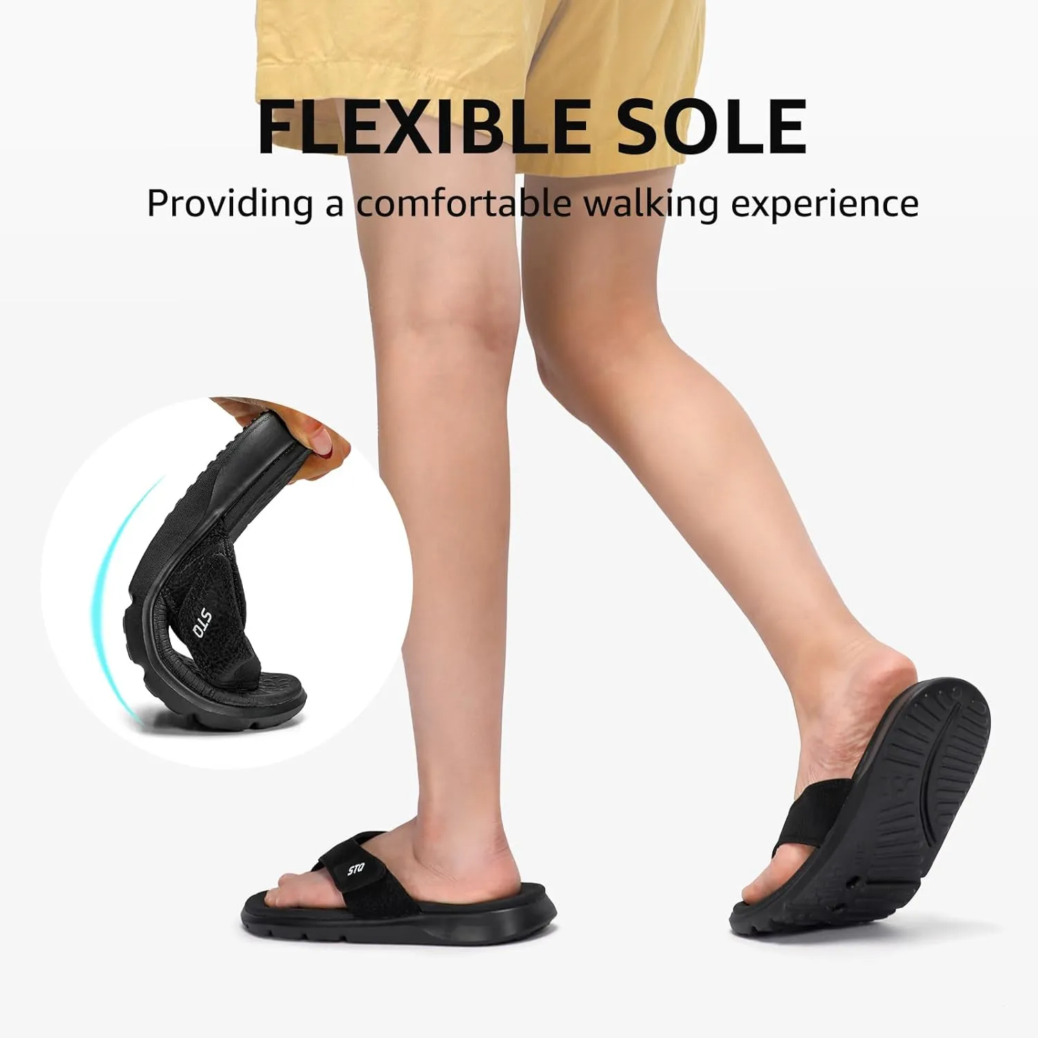 STQ Orthopedic Flip Flops for Women | Memory Foam Flip-flops for Plantar Fasciitis with Arch Support Pain Relief