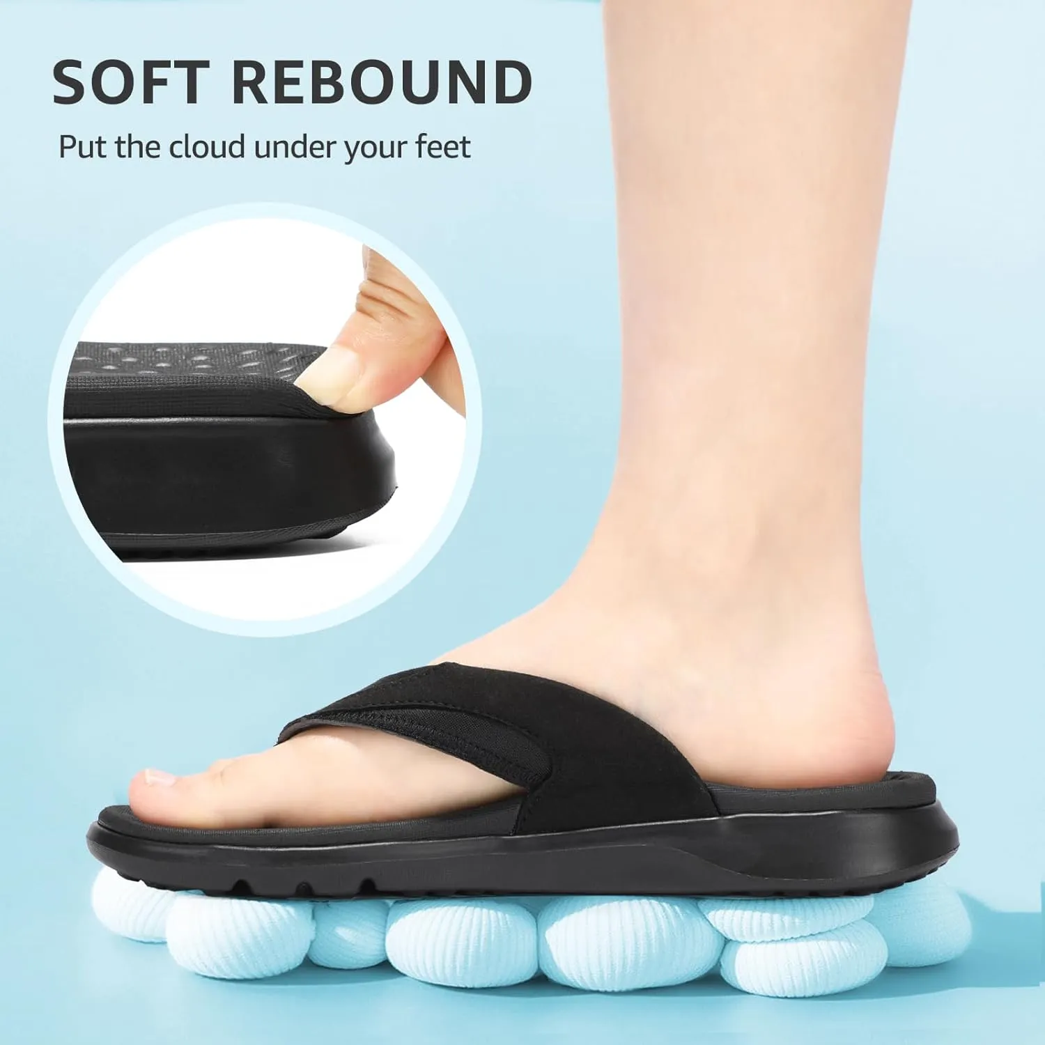 STQ Orthopedic Flip Flops for Women | Memory Foam Flip-flops for Plantar Fasciitis with Arch Support Pain Relief