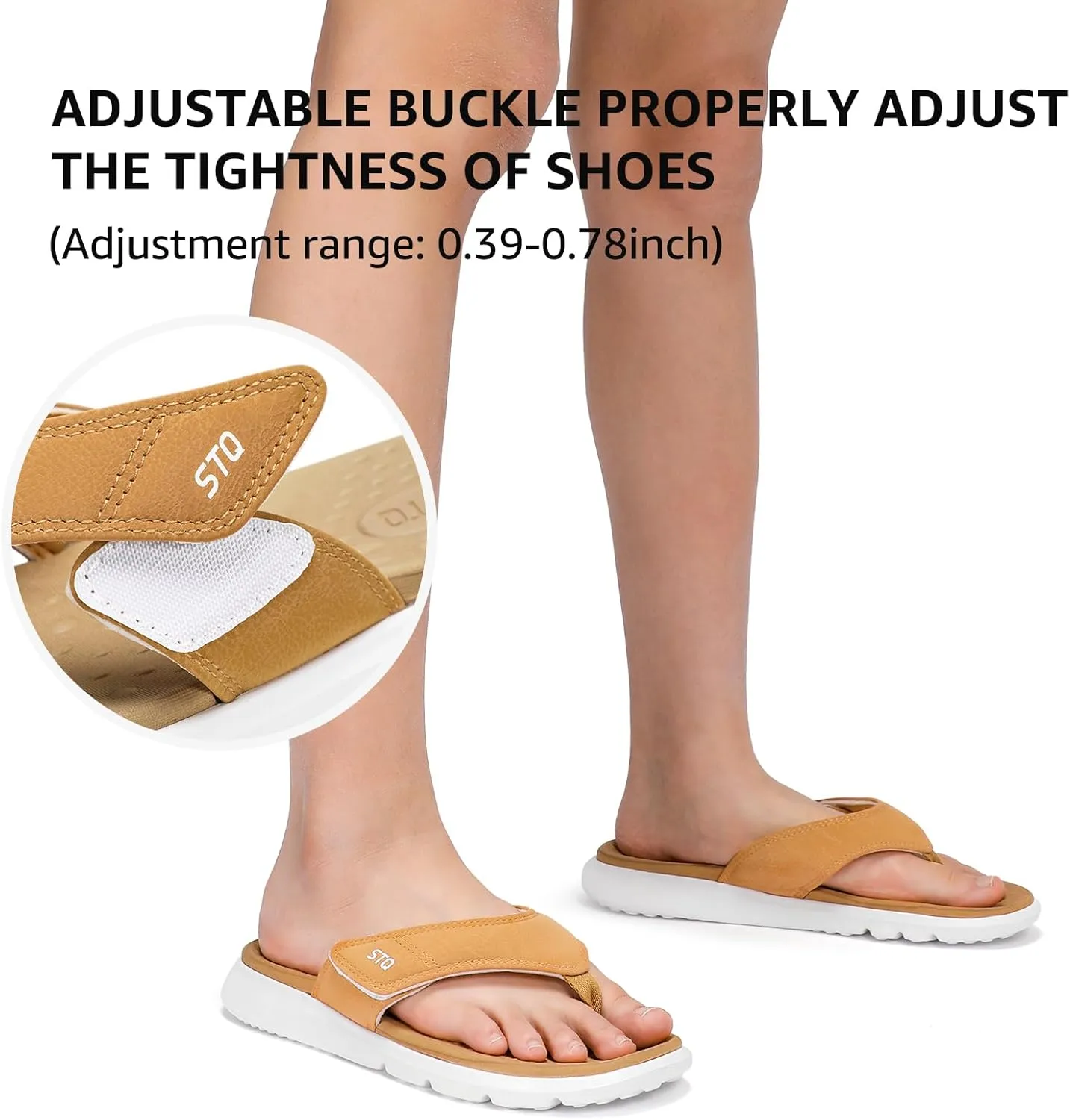 STQ Orthopedic Flip Flops for Women | Memory Foam Flip-flops for Plantar Fasciitis with Arch Support Pain Relief