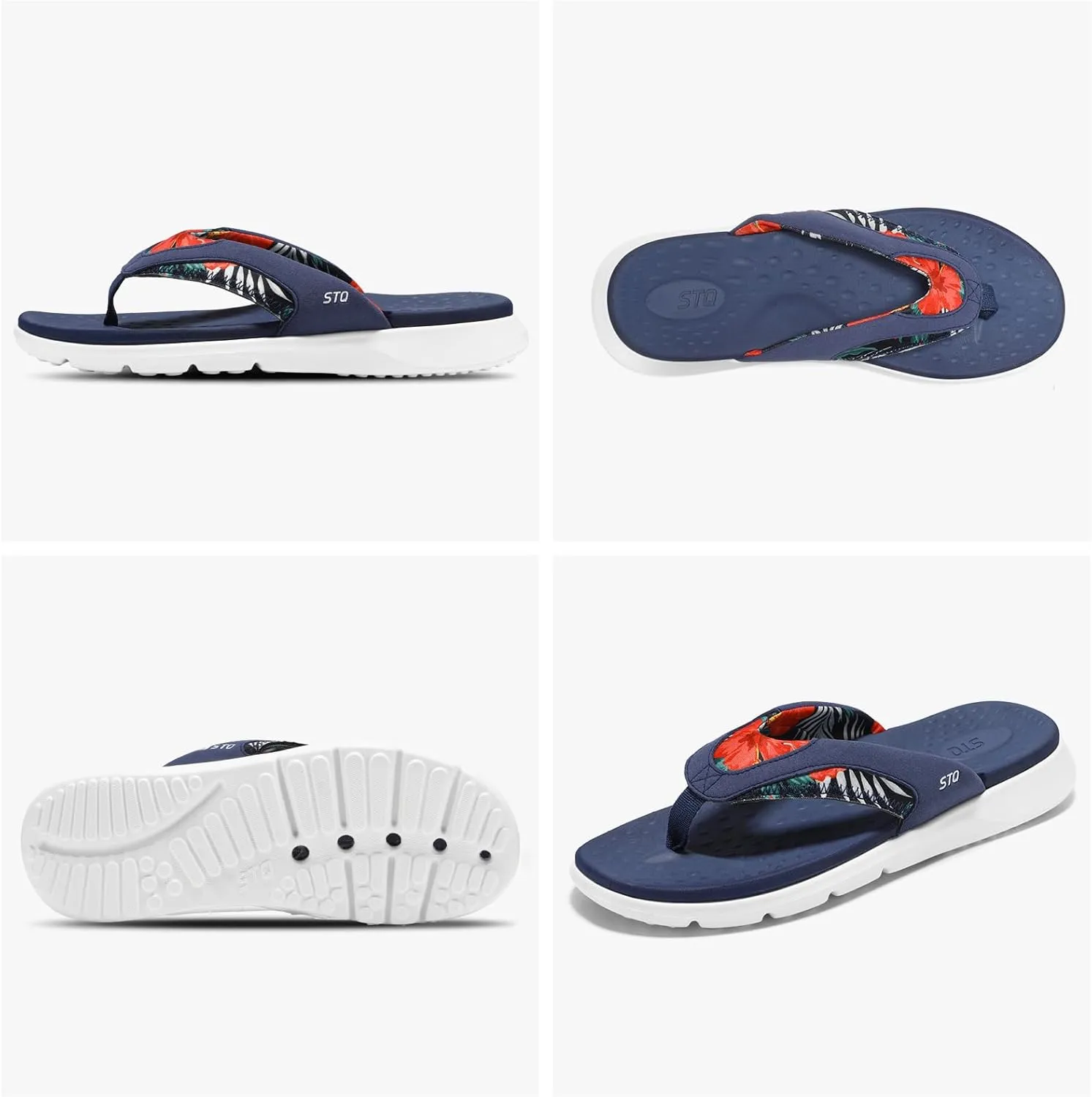 STQ Orthopedic Flip Flops for Women | Memory Foam Flip-flops for Plantar Fasciitis with Arch Support Pain Relief
