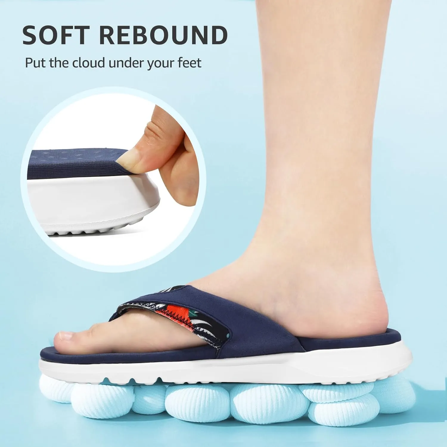 STQ Orthopedic Flip Flops for Women | Memory Foam Flip-flops for Plantar Fasciitis with Arch Support Pain Relief