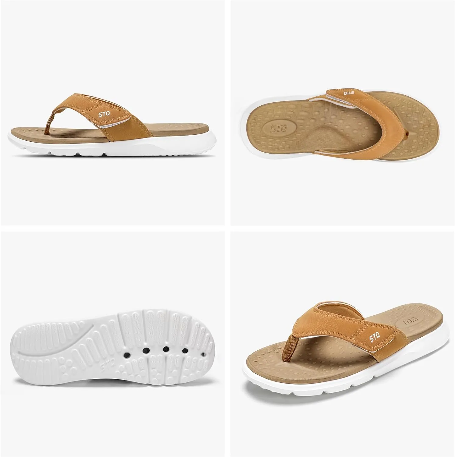 STQ Orthopedic Flip Flops for Women | Memory Foam Flip-flops for Plantar Fasciitis with Arch Support Pain Relief