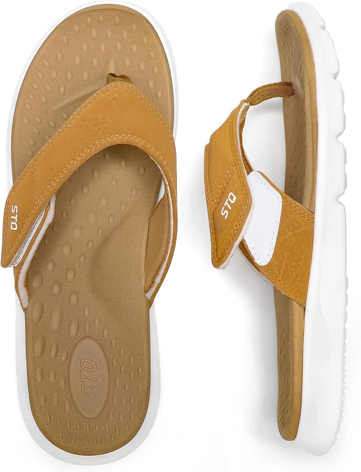 STQ Orthopedic Flip Flops for Women | Memory Foam Flip-flops for Plantar Fasciitis with Arch Support Pain Relief