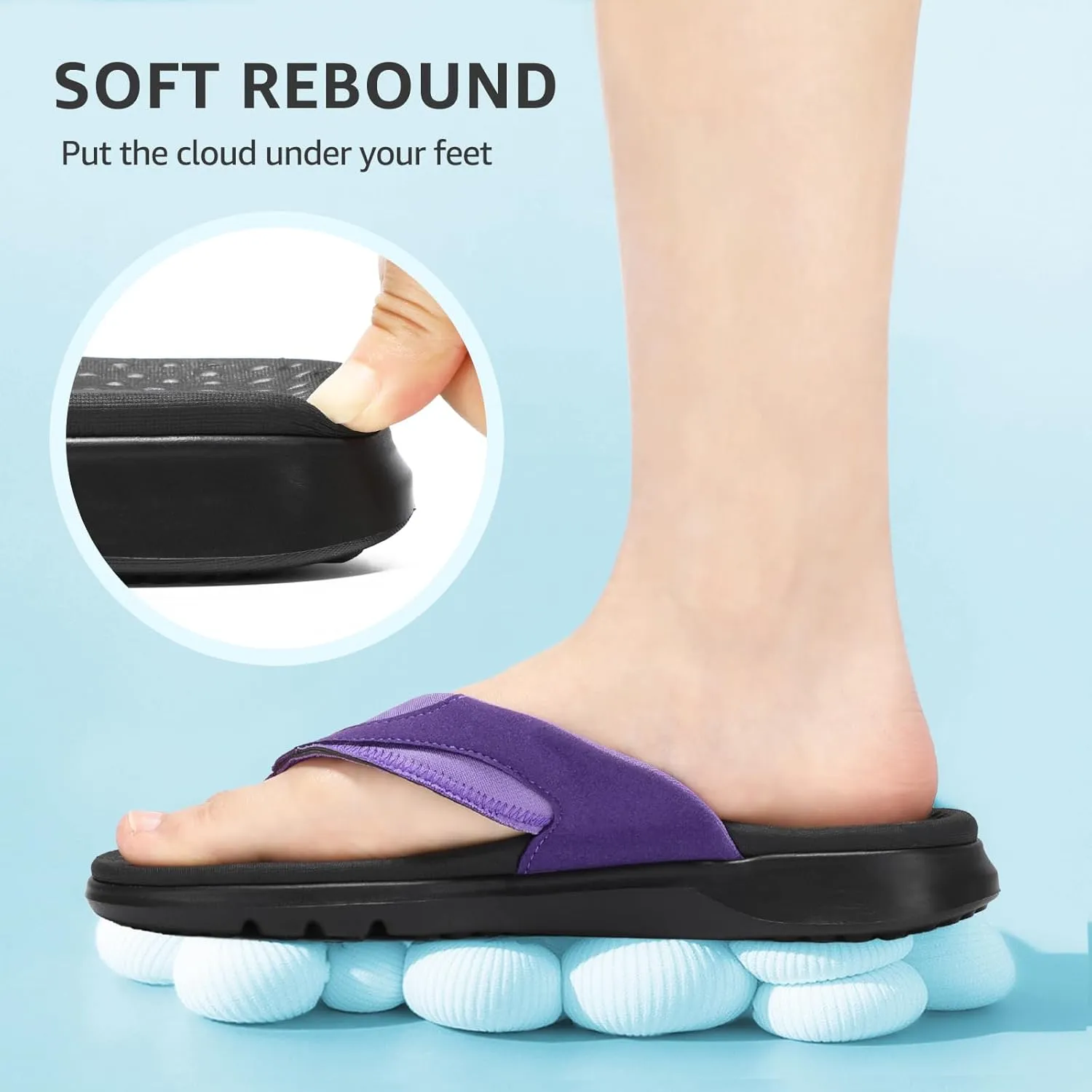 STQ Orthopedic Flip Flops for Women | Memory Foam Flip-flops for Plantar Fasciitis with Arch Support Pain Relief