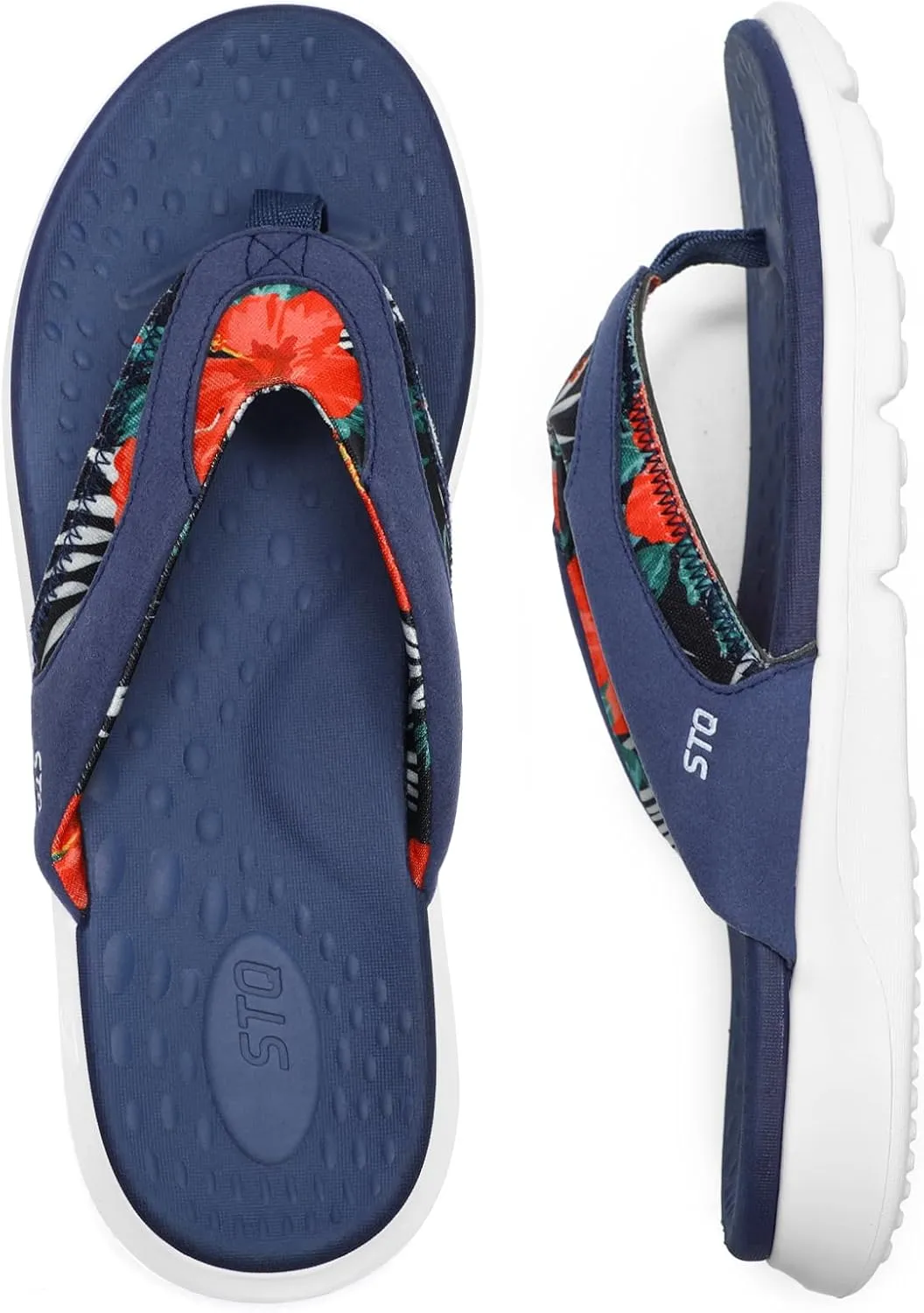 STQ Orthopedic Flip Flops for Women | Memory Foam Flip-flops for Plantar Fasciitis with Arch Support Pain Relief