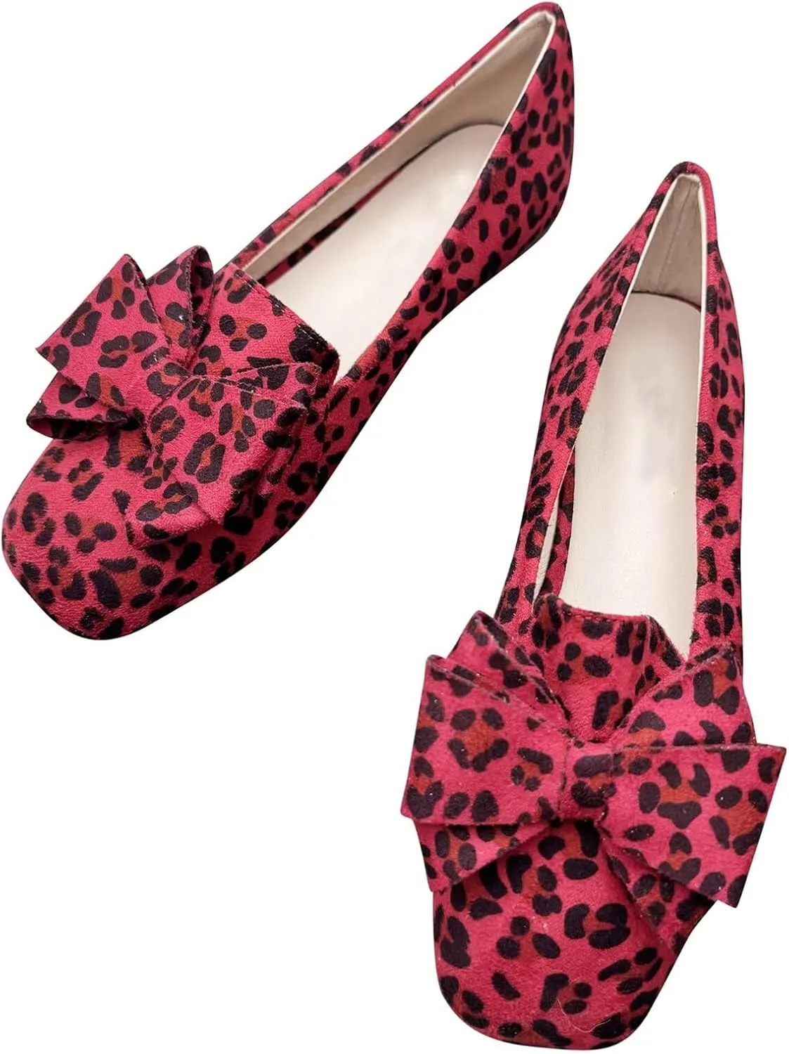 Stunner Ballet Flats for Women Fashion Square Toe Bowknot Flats Comfortable Dress Flats Casual Slip On Work Flats