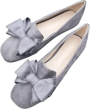 Stunner Ballet Flats for Women Fashion Square Toe Bowknot Flats Comfortable Dress Flats Casual Slip On Work Flats