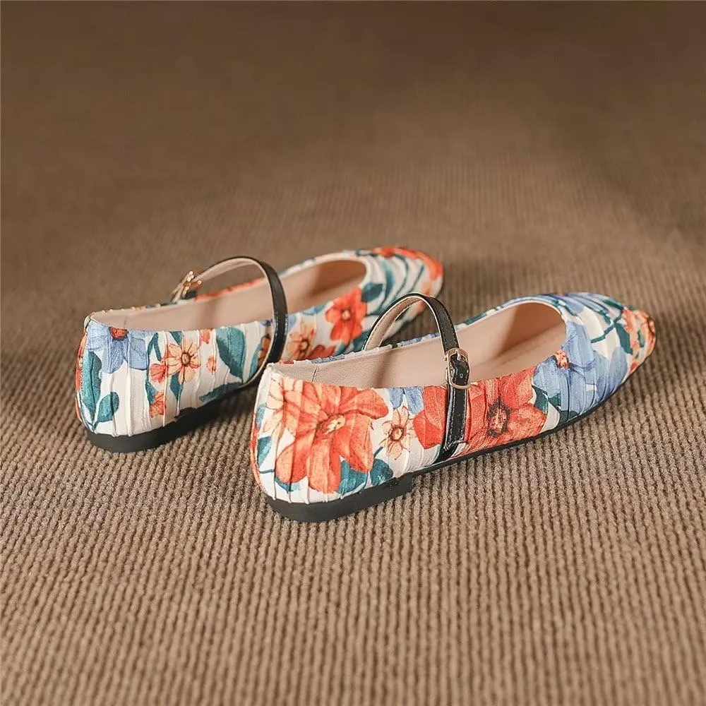 Stunner Mary Jane Square Toe Black Ballet Flats for Women - Comfortable Ankle Strap Casual Slip On Flats
