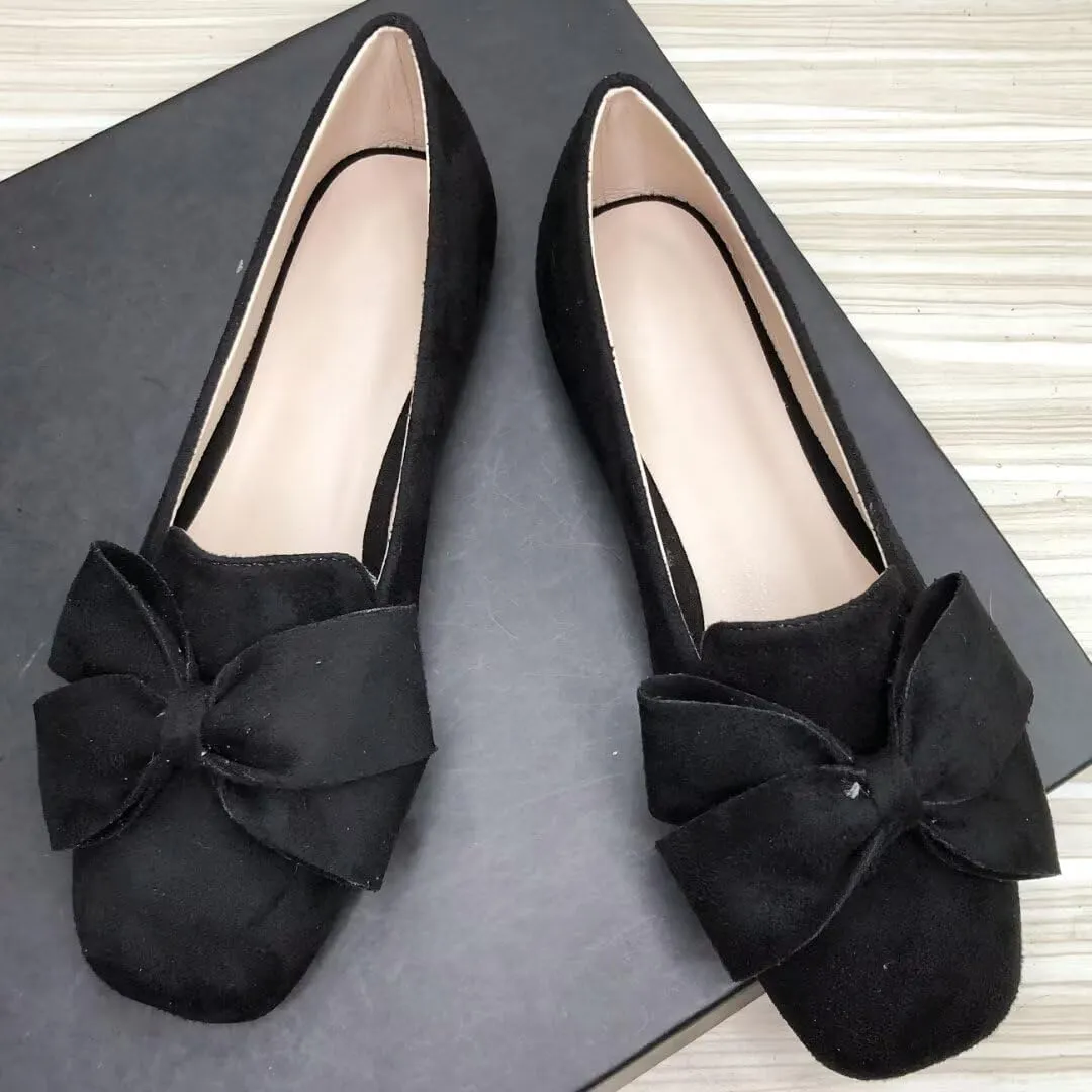Stunner Women's Flats Fashion Square Toe Bowknot Flats Comfortable Ballet Flats Casual Slip On Flats