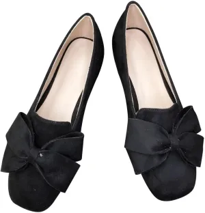 Stunner Women's Flats Fashion Square Toe Bowknot Flats Comfortable Ballet Flats Casual Slip On Flats