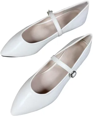 Stunner Women's Mary Jane Flats Fashion Pointed Toe Ballet Flats Comfort Buckle Strap Walk Flats