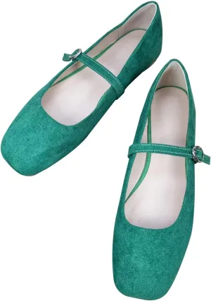Stunner Womens Mary Jane Flats Round Toe Ballet Flats Stylish Leather Flats One Line Strap Slip On Flat Shoes