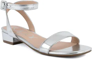 Sugar Women's Low Block Heel Dress Sandals – Ankle Strap Open Toe Comfortable Walking Heels for Casual, Party, or Work