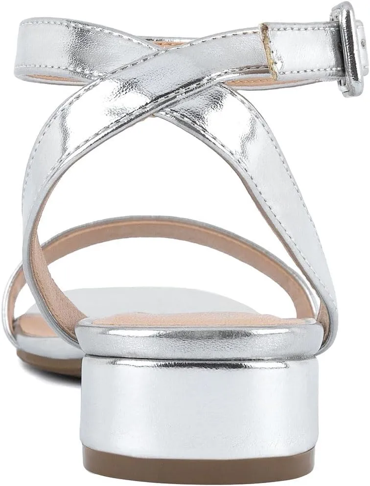 Sugar Women's Low Block Heel Dress Sandals – Ankle Strap Open Toe Comfortable Walking Heels for Casual, Party, or Work