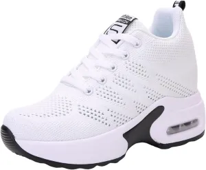 Summer New Hollow Mesh Breathable Inner Height Sports Shoes Women's Shoes Slope with Casual Travel Shoes Water Shoes Without