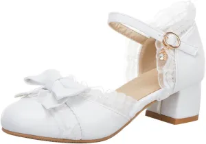 Summer Toddler Girls Dress Bow Tie Shoes Pumps Low Heels Flower Party Wedding High School Prom Newborn Shoes for