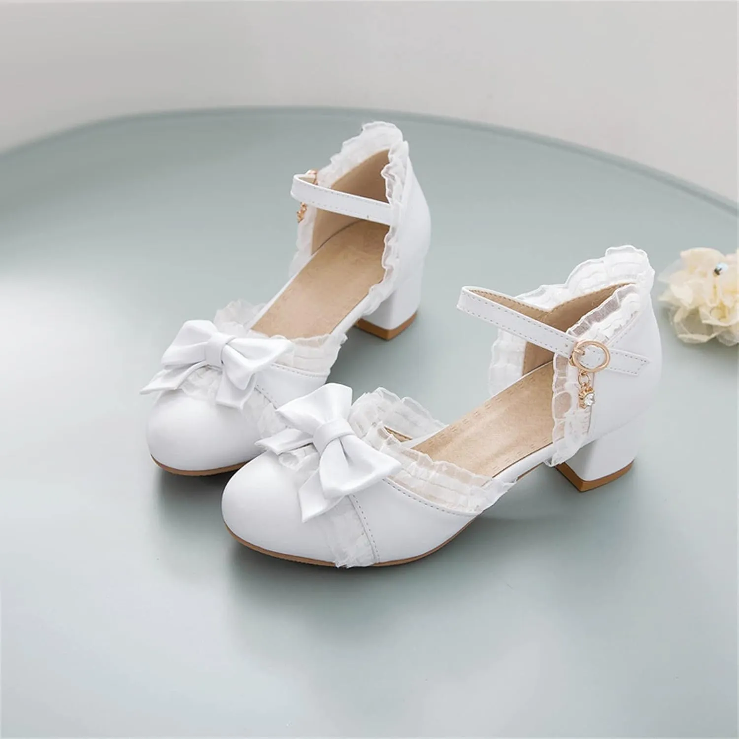 Summer Toddler Girls Dress Bow Tie Shoes Pumps Low Heels Flower Party Wedding High School Prom Newborn Shoes for