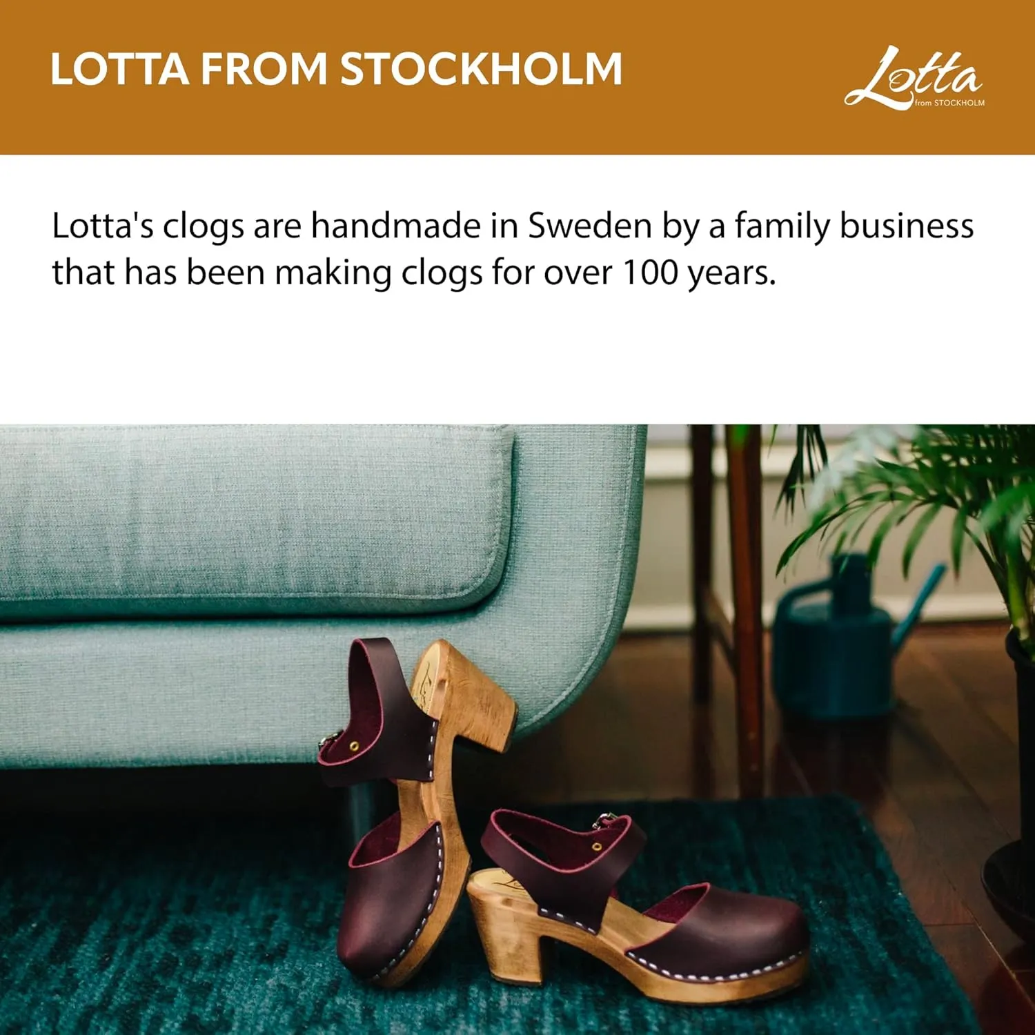 Swedish Highwood High Heel Clog Sandal for Women | Mary Jane Style Wooden Clogs Handcrafted in Sweden | Brown Alder Wood Base and Genuine Leather | Aubergine