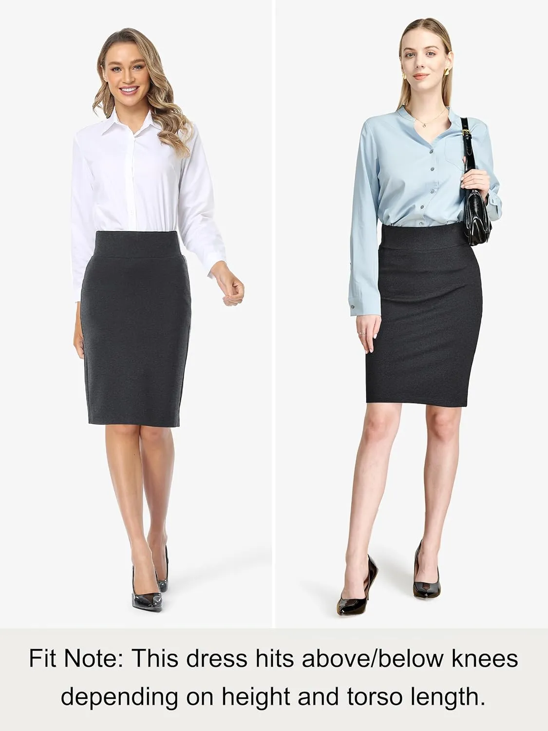 Tapata Womens Pencil Skirts Stretch Office Work Skirt Knee Length High Waist Midi Ponte Bodycon for Business Casual