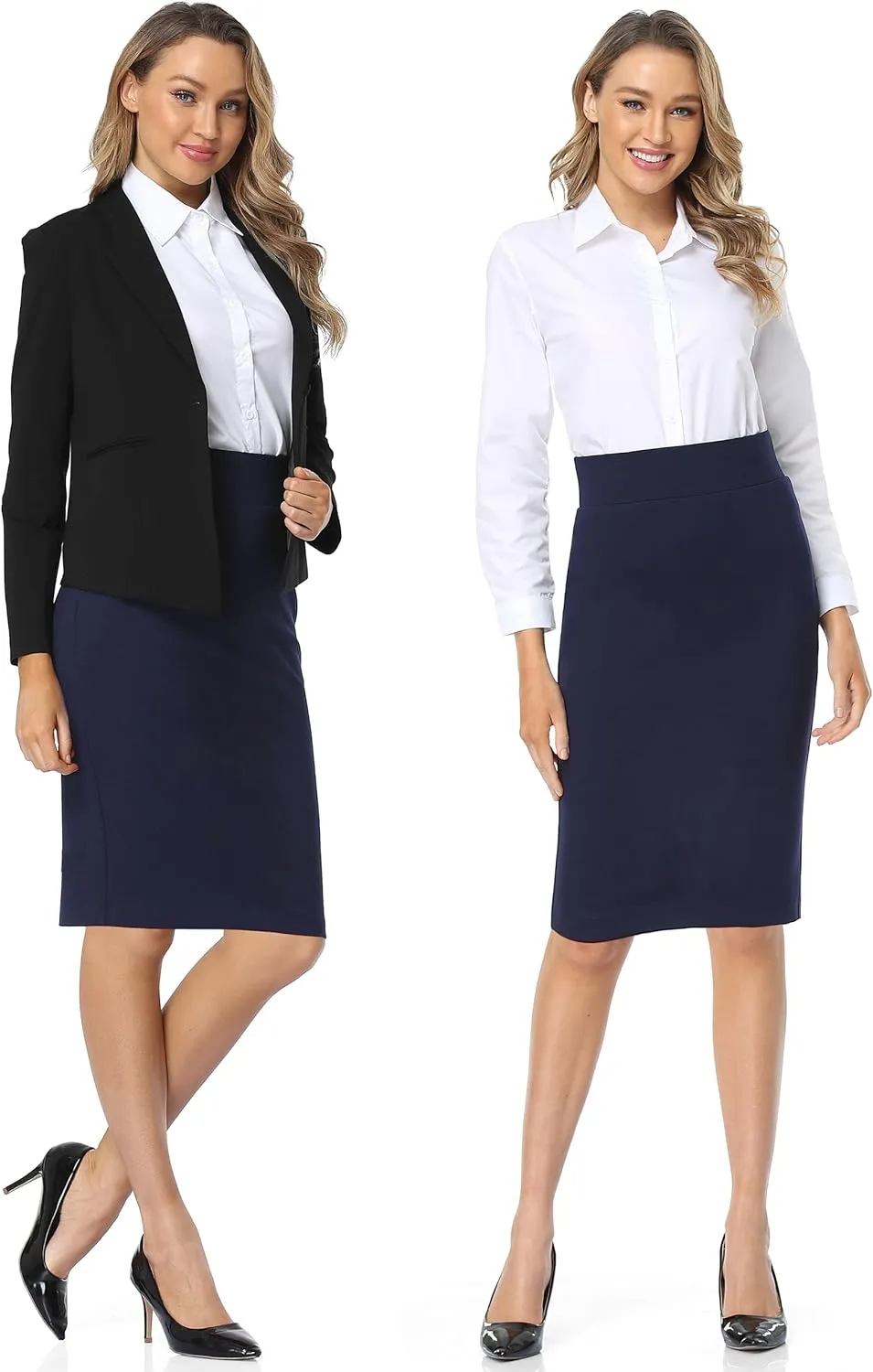 Tapata Womens Pencil Skirts Stretch Office Work Skirt Knee Length High Waist Midi Ponte Bodycon for Business Casual